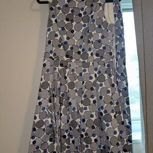 Anne Klein Black and Blue Geometric A-Line Skirt